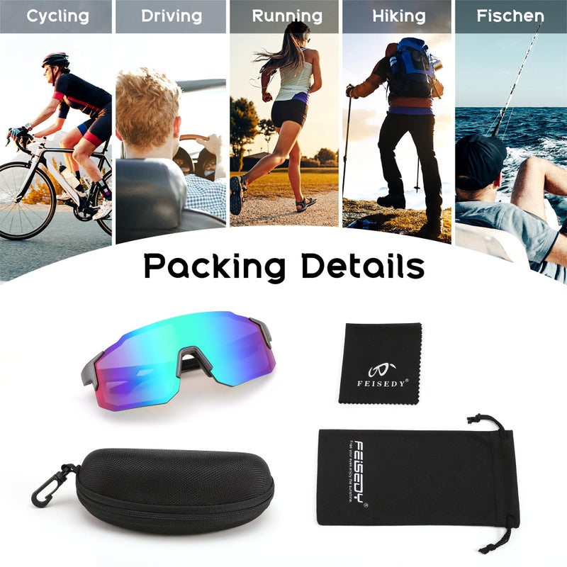 FEISEDY Sports Sunglasses Mens Women Baseball Biking Cycling Sunglasses for Teens UV400 Protection B2388 - Image 5