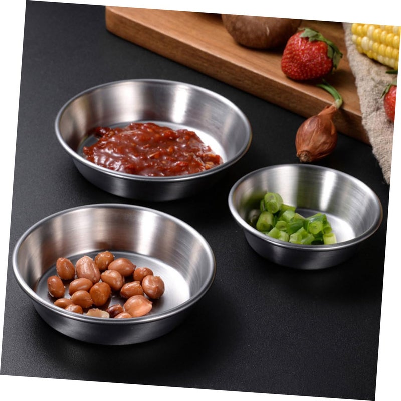 Stainless Steel Round Sauce Dish Set of 4 Kimchi Plate for Appetizers and Side Dishes - Image 5