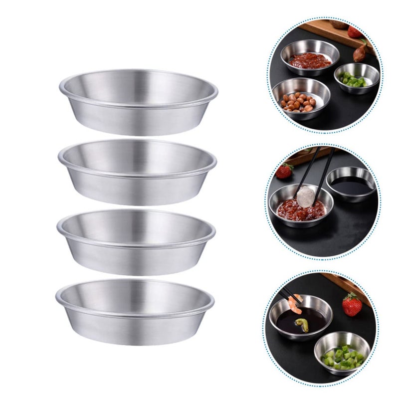 Stainless Steel Round Sauce Dish Set of 4 Kimchi Plate for Appetizers and Side Dishes - Image 4