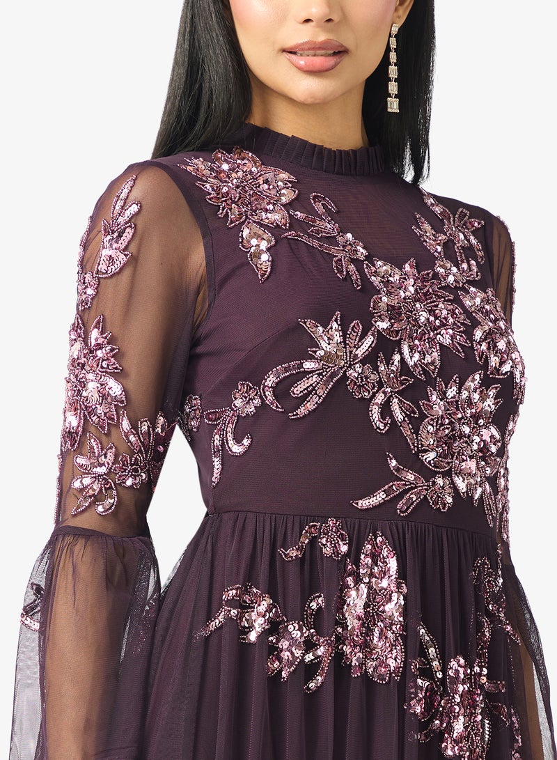 فروك اند فرل فستان ماكسي بأكمام واسعة مزينة - Image 3