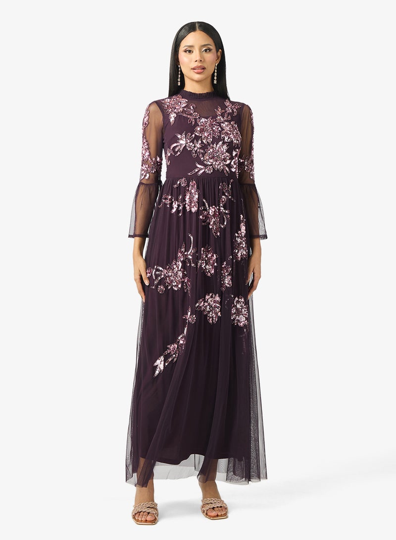 فروك اند فرل فستان ماكسي بأكمام واسعة مزينة - Image 4