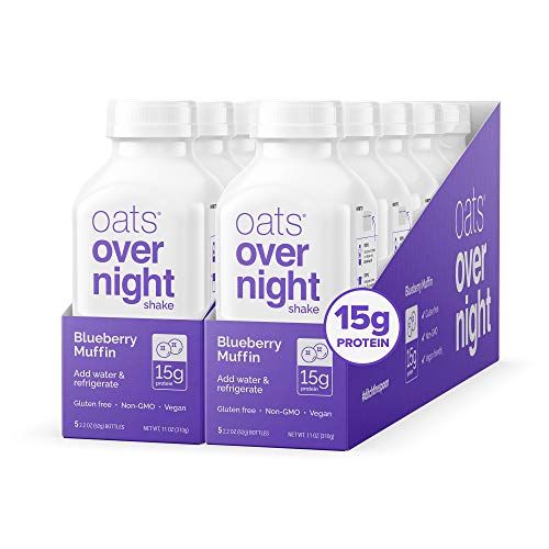 Oats Overnight Blueberry Muffin Bottled Shake - Gluten Free, Non-GMO, Vegan Friendly Breakfast Meal Replacement Shake with Powdered Oat milk. 15g of Protein (10 Pack) - Image 1