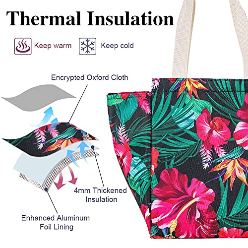 iknoe Lunch Bag Insulated Lunch Bags for Women & Men, 9L Reusable Lunch Tote, Portable Adult Thermal Large Lunch Cooler for Work Picnic Beach (Botanic) - Image 5