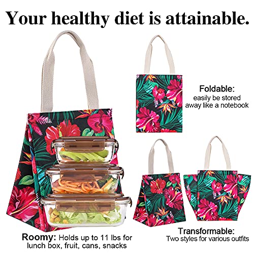 iknoe Lunch Bag Insulated Lunch Bags for Women & Men, 9L Reusable Lunch Tote, Portable Adult Thermal Large Lunch Cooler for Work Picnic Beach (Botanic) - Image 4