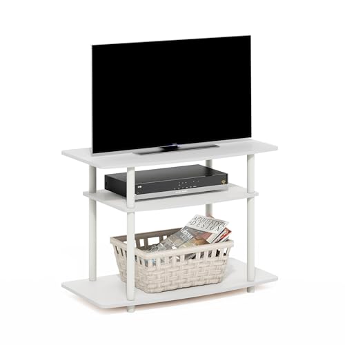 Furinno TurnNTube TV Stand 3Tier No Tools Entertainment Center TV Console for TV up to 32 Inch for Living Room Bedroom White