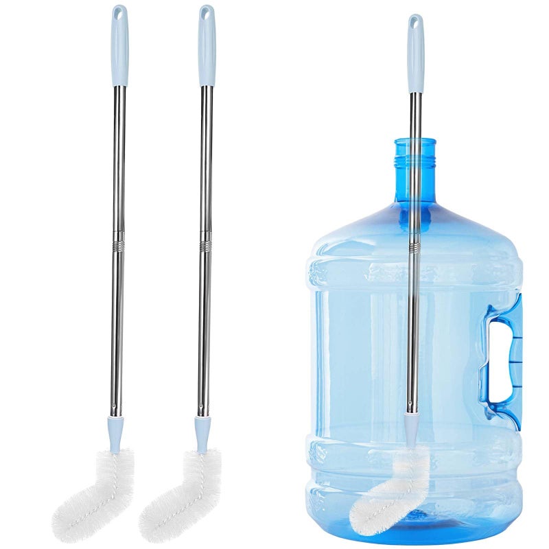 Rkddo 2-Pack 28â€™ Long Bottle Brush, 3 and 5 Gallon Bottle Cleaning Brush, Water Bottle Brush with Bendable Replacement Brush Head, Nylon Bristles and Stainless Steel Handle Bucket Cleaning Brush - Image 1