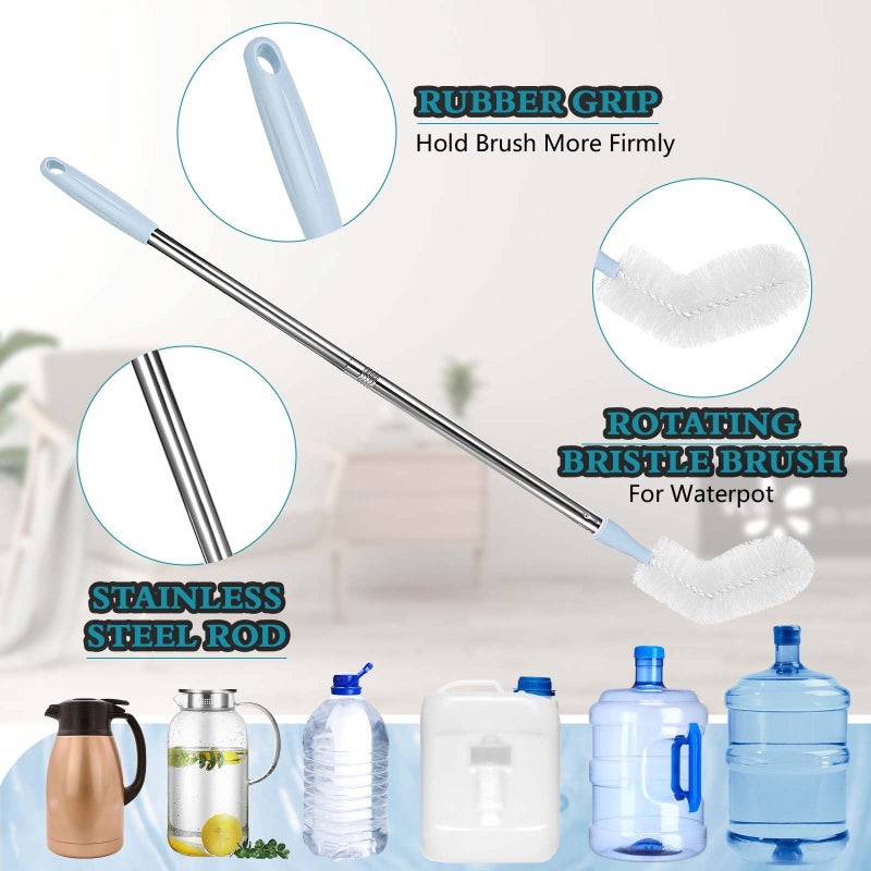 Rkddo 2-Pack 28â€™ Long Bottle Brush, 3 and 5 Gallon Bottle Cleaning Brush, Water Bottle Brush with Bendable Replacement Brush Head, Nylon Bristles and Stainless Steel Handle Bucket Cleaning Brush - Image 3