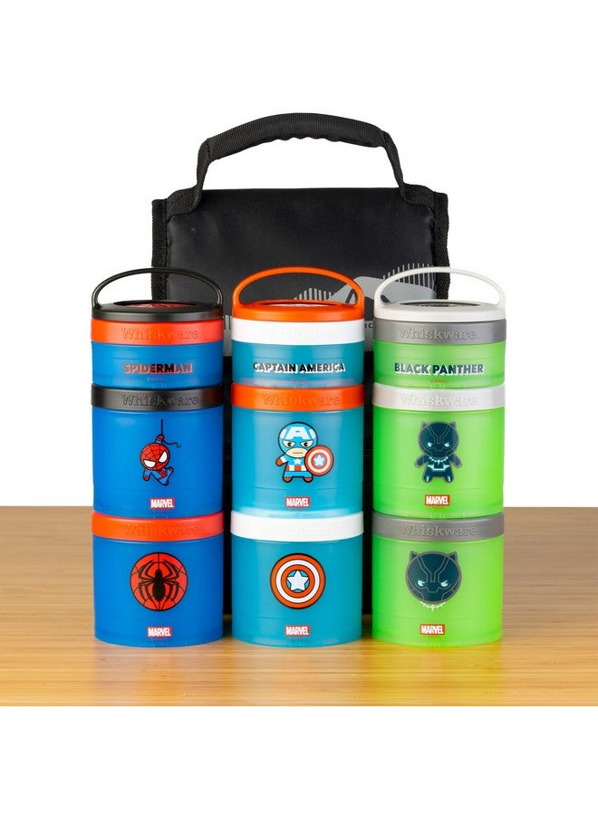 Whiskware Marvel Stackable Snack Containers for Babies, Kids, and Toddlers, 3 Stackable Snack Cups for School or Travel, Formula and Cupholder Friendly, Captain America - Image 2