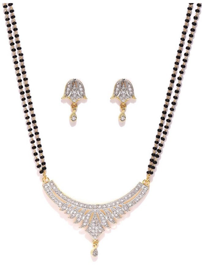 YouBella قلادة مانغالسوترا مطلية بالذهب من يوبلا مع سلسلة وأقراط للنساء - Image 1