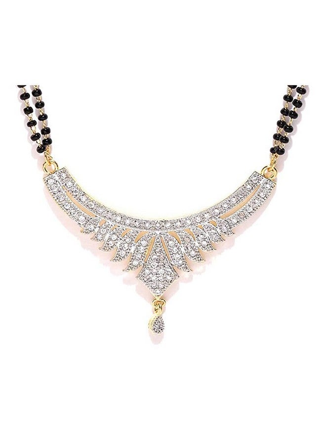 YouBella قلادة مانغالسوترا مطلية بالذهب من يوبلا مع سلسلة وأقراط للنساء - Image 5