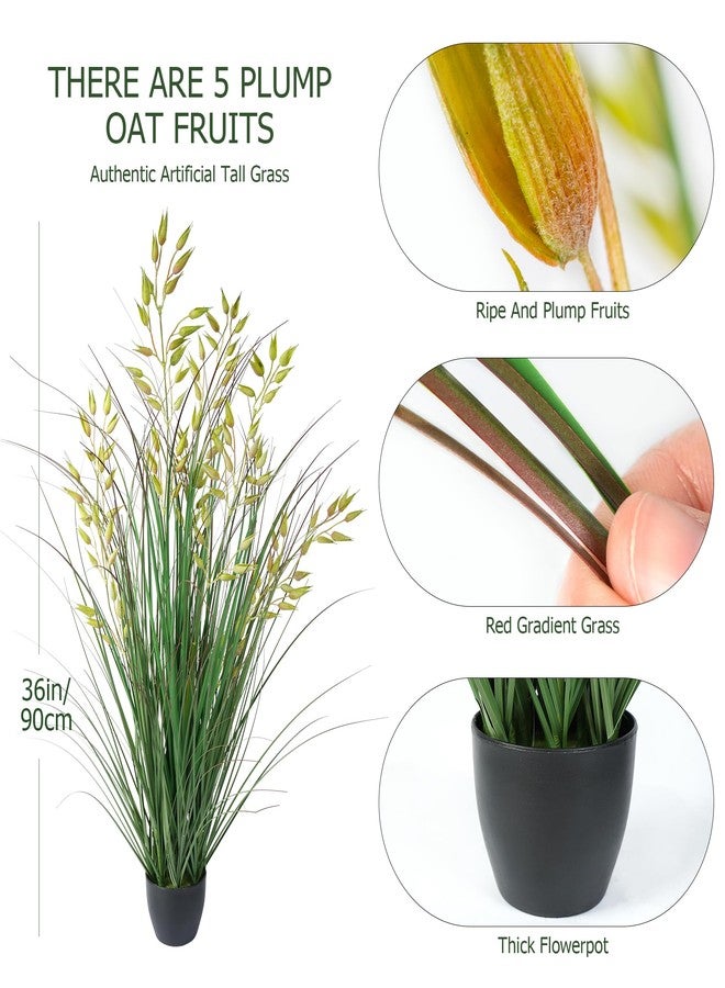 Ttranewsoo Silk Plants Artificial Plants Artificial Wheat Grass Faux Plants Fake Grass Plant Fake Green Plants Tall Fake Plants Tall Suitable Indoor Home Decor Outdoor Porch Terrace Decor 1PCS(35In - Image 2
