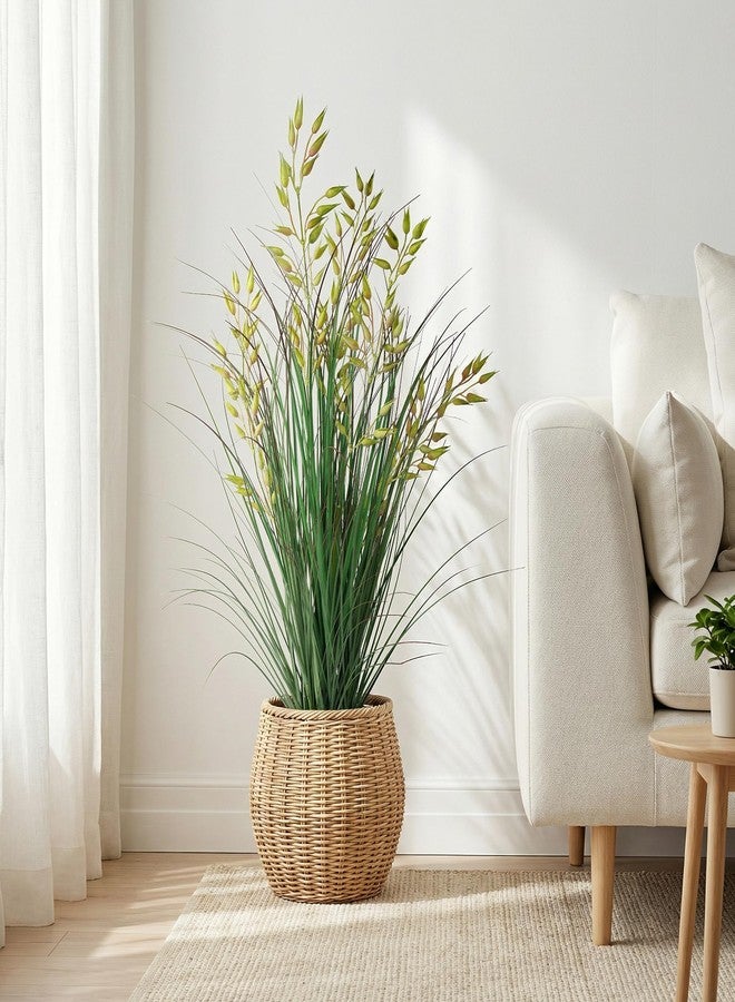 Ttranewsoo Silk Plants Artificial Plants Artificial Wheat Grass Faux Plants Fake Grass Plant Fake Green Plants Tall Fake Plants Tall Suitable Indoor Home Decor Outdoor Porch Terrace Decor 1PCS(35In - Image 5