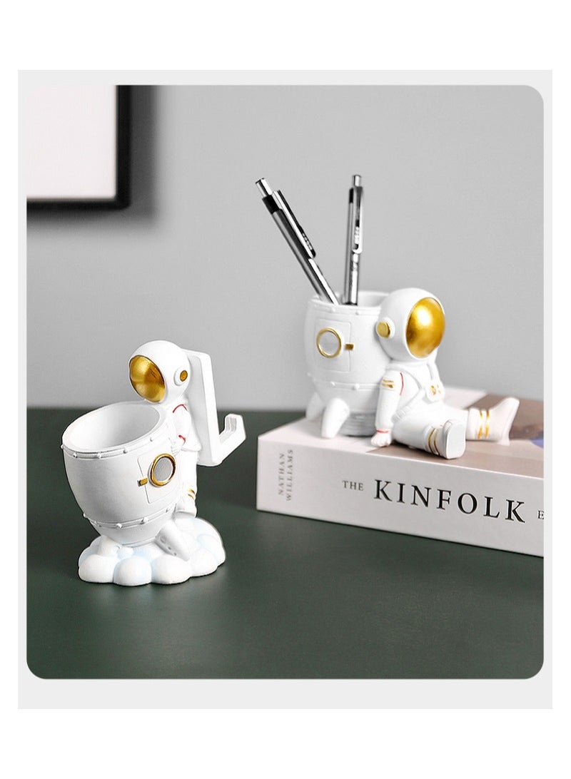 KASTWAVE Astronaut Pen Holder, for Kids Astronaut Pen Organizer Fairy Figure Pen Holder, for Desk Decoration, Back to School Gift, for Kids (Embrace Rockets) - Image 5