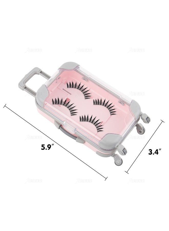 AUEAR , 2 Pack Mini Lashes Luggage False Empty Lash Storage Box Clear Suitcase Packaging Case for Women Girls - Image 1