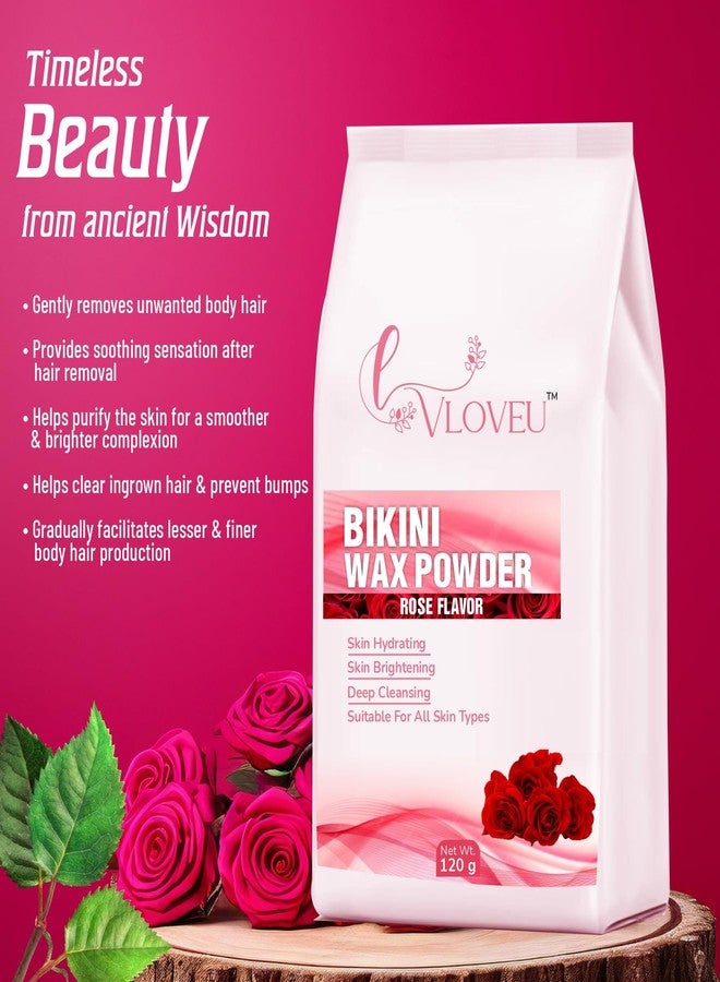 VLOVEU- Bikini Wax Powder for Women - 5 Minutes Painless Herbal Wax Powder for Hair Removal | Easy to Use at Home, No Chemicals - No Irritation, Bikini Wax for Women and Girls (120g) (Rose, Pack of 1) - Image 5