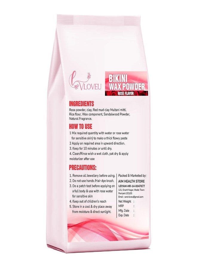 VLOVEU- Bikini Wax Powder for Women - 5 Minutes Painless Herbal Wax Powder for Hair Removal | Easy to Use at Home, No Chemicals - No Irritation, Bikini Wax for Women and Girls (120g) (Rose, Pack of 1) - Image 2