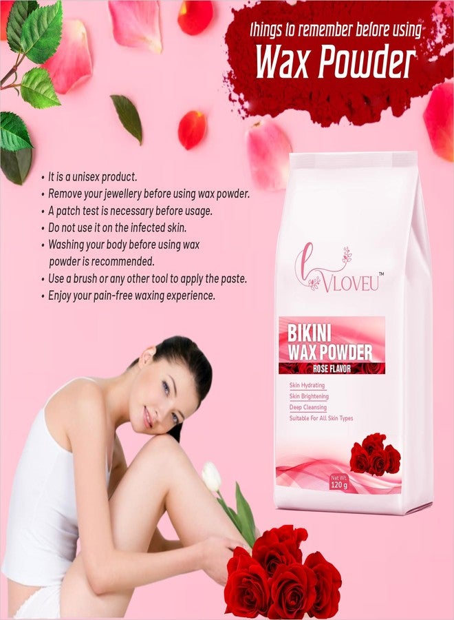 VLOVEU- Bikini Wax Powder for Women - 5 Minutes Painless Herbal Wax Powder for Hair Removal | Easy to Use at Home, No Chemicals - No Irritation, Bikini Wax for Women and Girls (120g) (Rose, Pack of 1) - Image 4