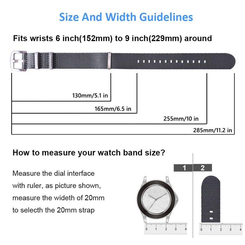 Ritche Christmas Gift Nylon Watch Strap with Heavy Buckle Bands for 18mm 20mm 22mm Premium Seat Belt Nylon Watch Bands for Men Women, White Elephant Gifts, Stocking Stuffers for Men - Image 4