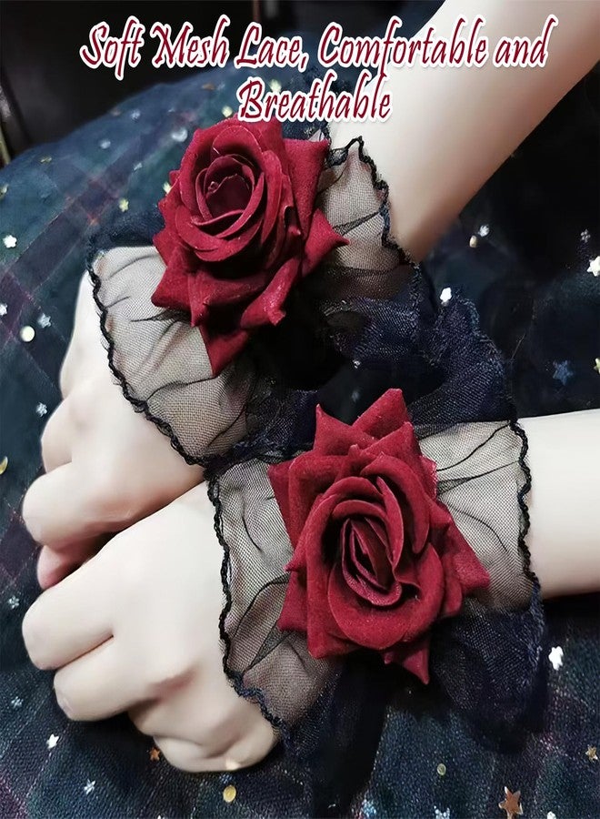 TecoKart® Red Roses Lace Wristband for Women - Soft Fabric, Adjustable Fit Elegant Design | Comfortable Wear | Secure Fit | Versatile Accessory | for Parties Weddings - Image 4