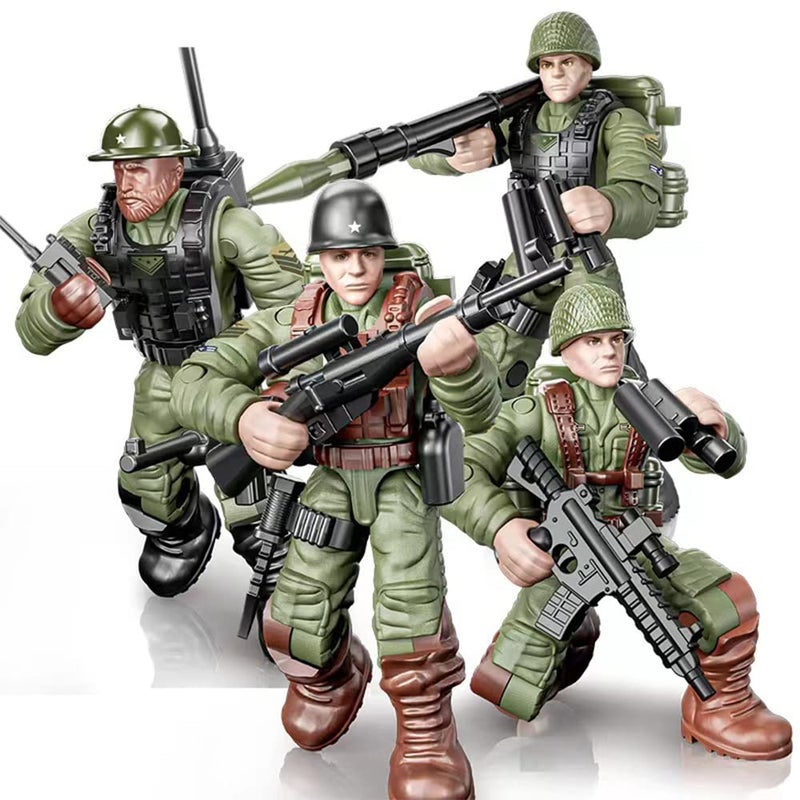 Ulanlan WWII Military Soldiers Action Figure with Weapons and Accessories Building Blocks Playset  8 PCS 1:36 Scale Mini Army Men Figure  Multiple Movable Joints  Best Gift for Kids 8 9 10 - Image 5