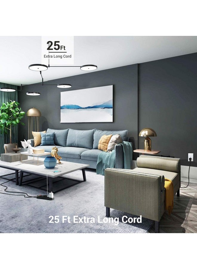 ديوينويلز واقيات التيار الكهربائي من ديونويلز، قطعتان، سلك تمديد إضافي بطول 25 قدمًا، قابس مسطح منخفض الارتفاع، قاطع دائرة 15 أمبير، 500 جول، مثبت على الحائط، أسود، معتمد من UL - Image 2