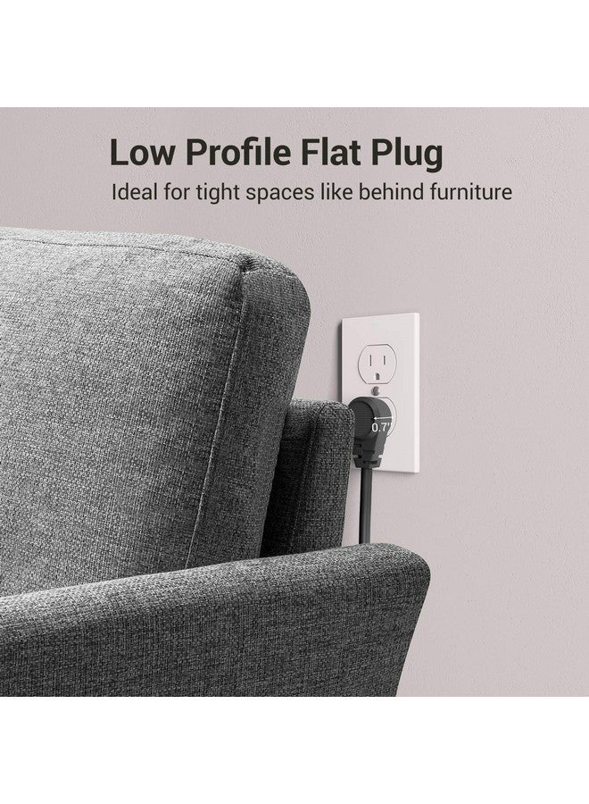 ديوينويلز واقيات التيار الكهربائي من ديونويلز، قطعتان، سلك تمديد إضافي بطول 25 قدمًا، قابس مسطح منخفض الارتفاع، قاطع دائرة 15 أمبير، 500 جول، مثبت على الحائط، أسود، معتمد من UL - Image 4