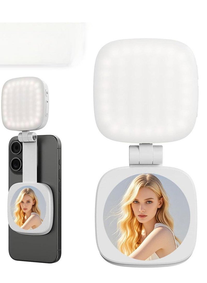 Magnetic Selfie Light for Mobile Phone with MagSafe and Mobile with Magnetic Ring: Rechargeable Portable Fill Light with Makeup Mirror for Selfie/Video Recording/Meeting/Vlog/Makeup  - Image 1
