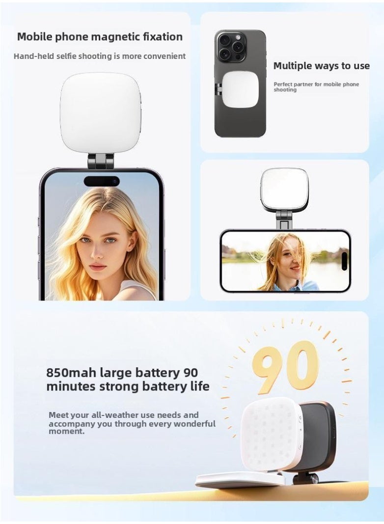 Magnetic Selfie Light for Mobile Phone with MagSafe and Mobile with Magnetic Ring: Rechargeable Portable Fill Light with Makeup Mirror for Selfie/Video Recording/Meeting/Vlog/Makeup  - Image 4