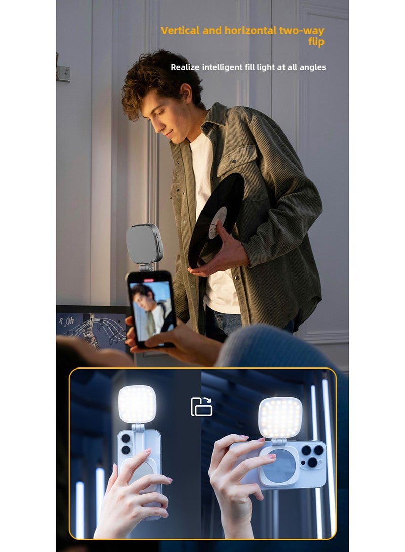 Magnetic Selfie Light for Mobile Phone with MagSafe and Mobile with Magnetic Ring: Rechargeable Portable Fill Light with Makeup Mirror for Selfie/Video Recording/Meeting/Vlog/Makeup  - Image 2