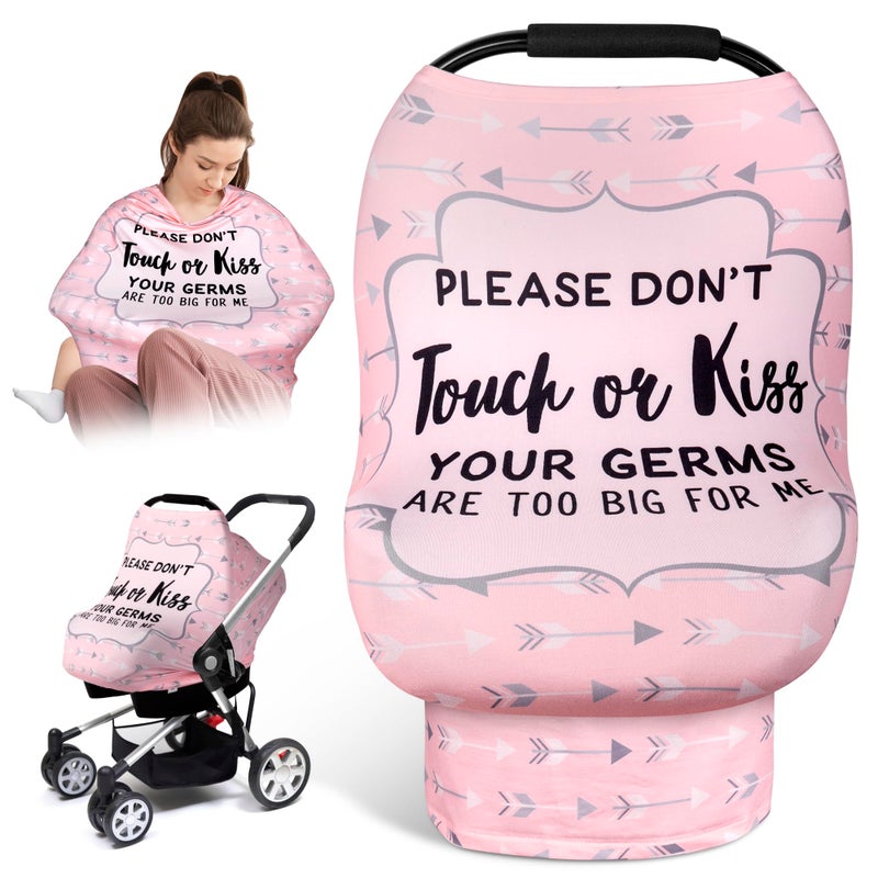 Metplus No Touch Sign Car Seat Cover for Babies, Mom Nursing Covers Breastfeeding Scarf, Multi Use Infant Carseat Canopy for Newborn Carrier/Stroller/Shopping Cart, Baby Shower Gifts for Boy Girl - Image 1