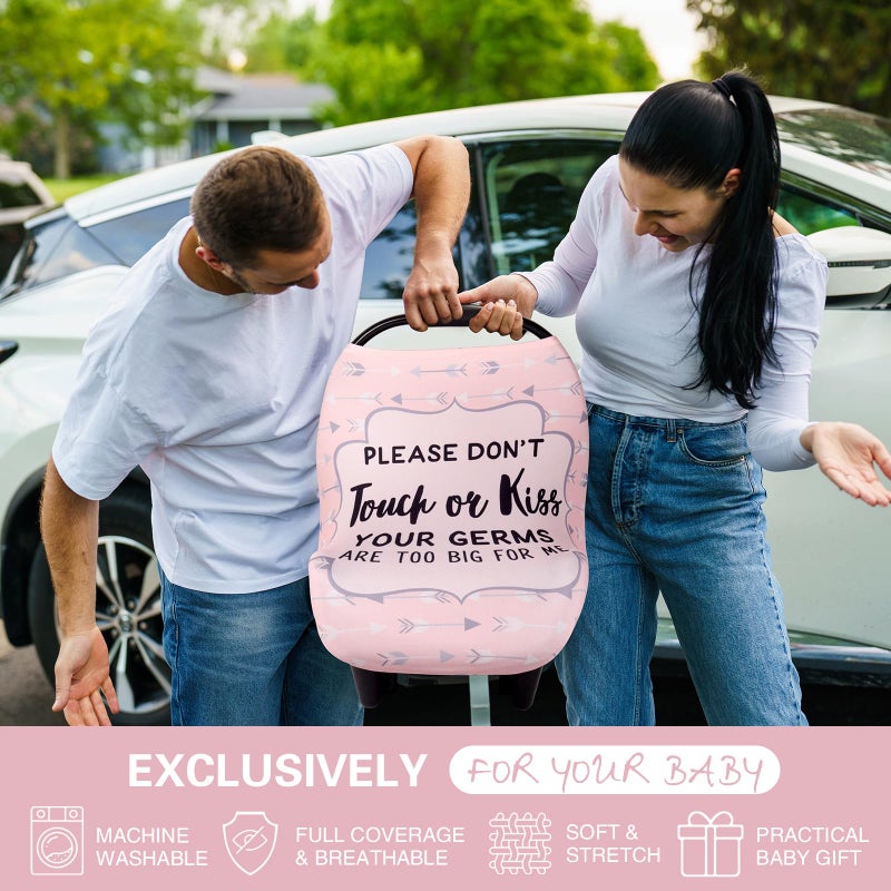 Metplus No Touch Sign Car Seat Cover for Babies, Mom Nursing Covers Breastfeeding Scarf, Multi Use Infant Carseat Canopy for Newborn Carrier/Stroller/Shopping Cart, Baby Shower Gifts for Boy Girl - Image 3