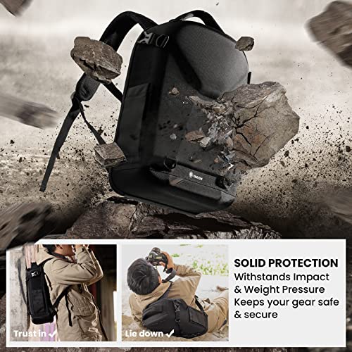 TARION Hardshell Camera Backpack Bag - 3-side Hard Case Professional Camera Bag with 14.5" Laptop Compartment & Waterproof Raincover for photographers (TRH Black) - Image 4