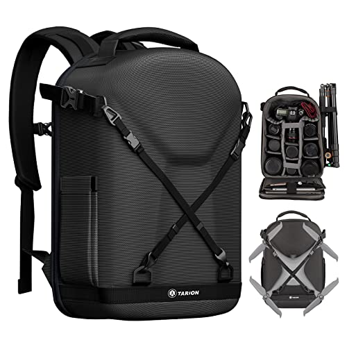 TARION Hardshell Camera Backpack Bag - 3-side Hard Case Professional Camera Bag with 14.5" Laptop Compartment & Waterproof Raincover for photographers (TRH Black) - Image 1