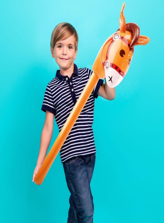 Sonarun 15 Pcs 40 Inch Inflatable Horse Head Stick Colorful Blow Up Horse Stick Cute Horse Head Stick Balloon Inflatable Pony on Stick for Cowboy Cowgirl Horse Theme Birthday Party (Color Set 1) - Image 4