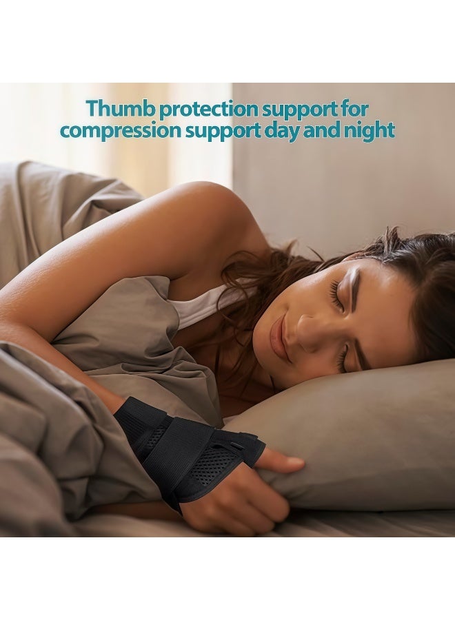 Thumb Arthritis Brace Wrist Strap, Breathable Thumb Splint Brace Right Left Hand, Joint Thumb Splint for Pain Relief Arthritis Tendonitis Sprains Strains Black - Image 4