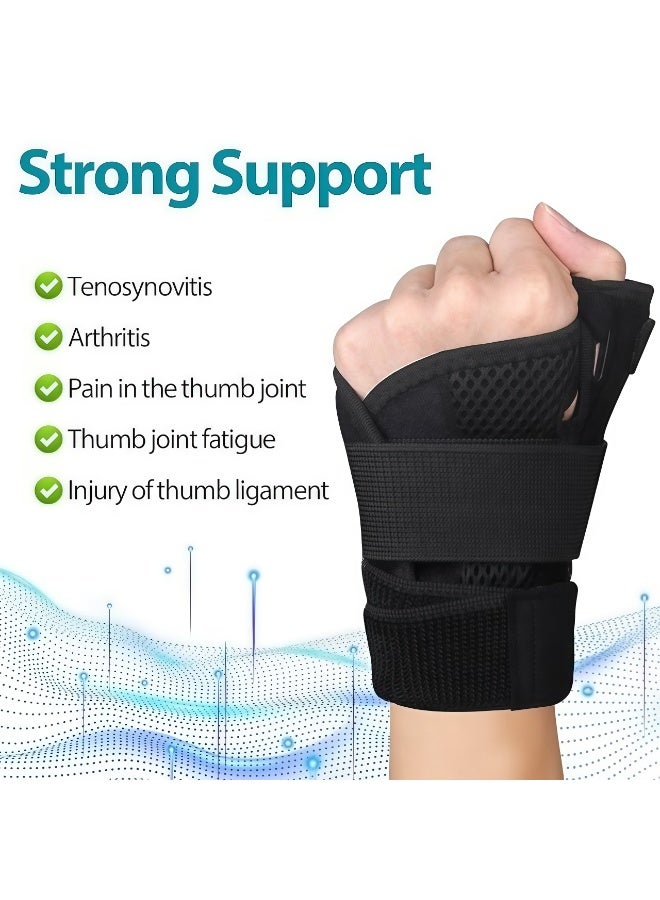 Thumb Arthritis Brace Wrist Strap, Breathable Thumb Splint Brace Right Left Hand, Joint Thumb Splint for Pain Relief Arthritis Tendonitis Sprains Strains Black - Image 3