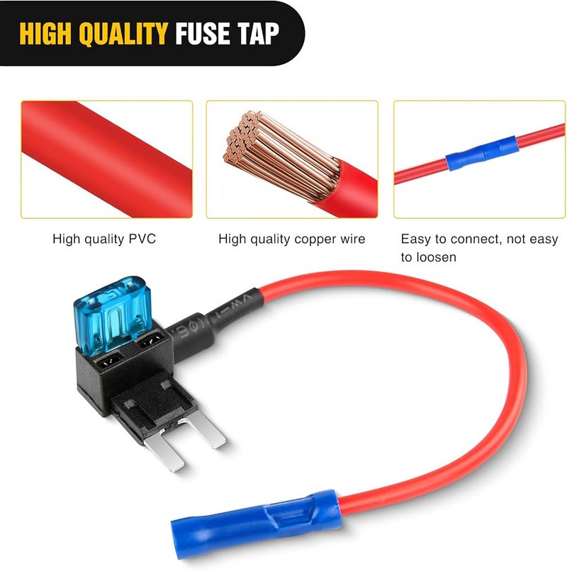 Nilight Fuse Holder Add-a-circuit Fuse TAP Adapter Mini ATM APM Blade Fuse Holder - 10 Pack, 2 years Warranty - Image 3