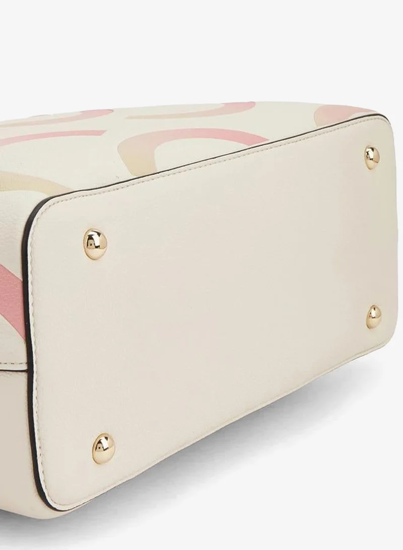 Celeste BEIGE Monogram Print Tote Bag With Zip Closure for Women | Best Price UAE