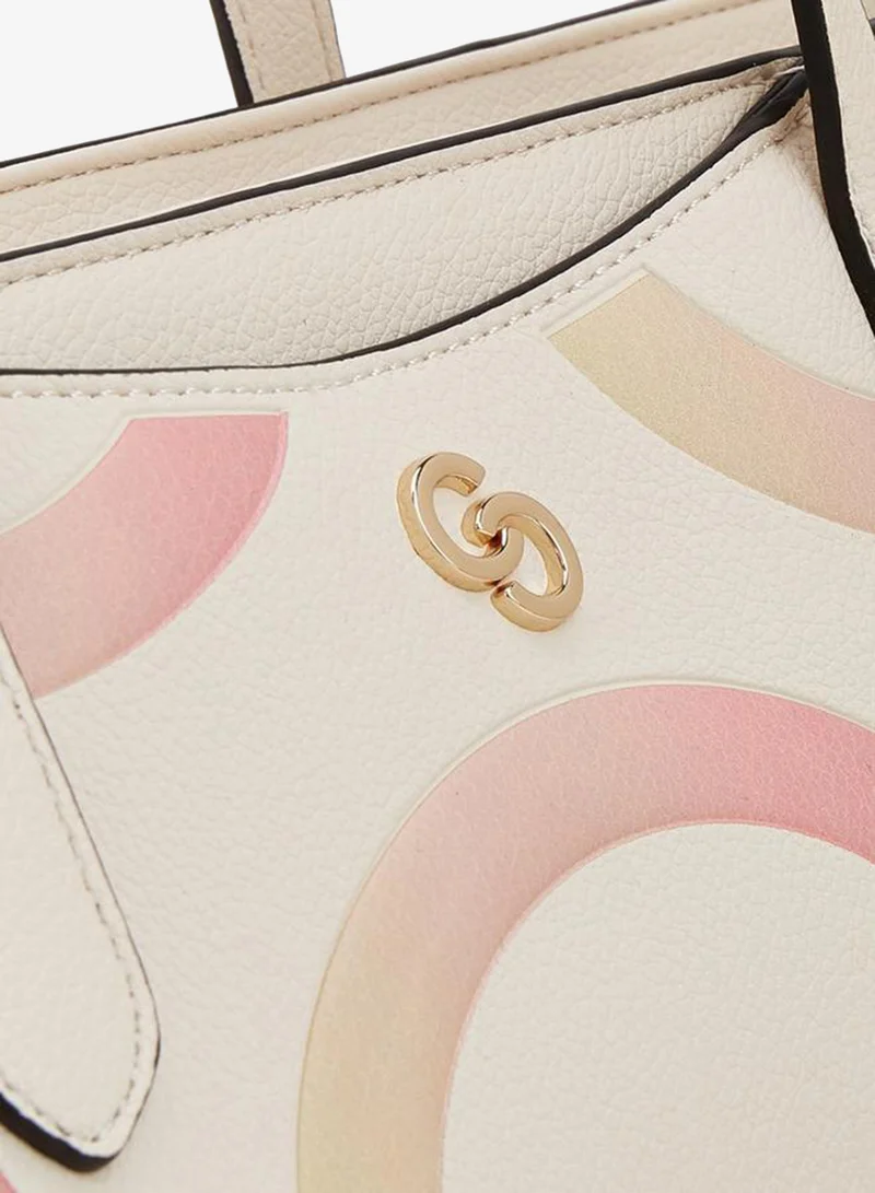 Celeste BEIGE Monogram Print Tote Bag With Zip Closure for Women | Best Price UAE