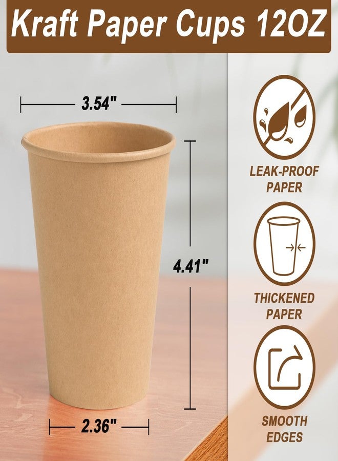 BYSNOW 300 Pack 12 oz Paper Coffee Cups, Disposable Kraft Coffee Cups, Hot/Cold Drinking Cup for Water, Coffee, Juice - Image 2
