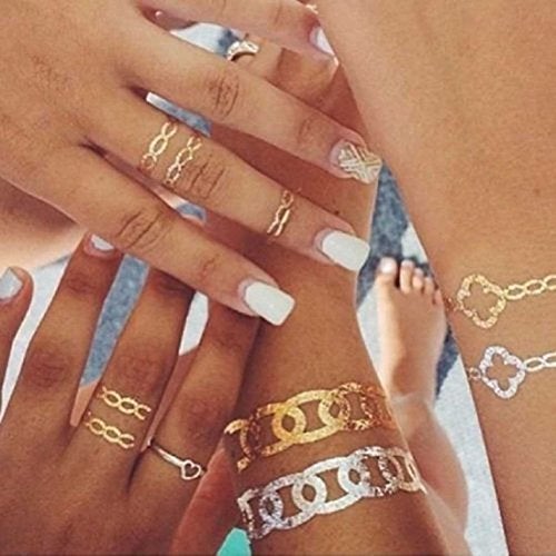 S.A.V.I 3D Temporary Tattoo Golden And Silver Metallic Sticker Wrist Arm Peacock Feathers Design Size 21x15CM - 1PC. (57-1) - Image 4