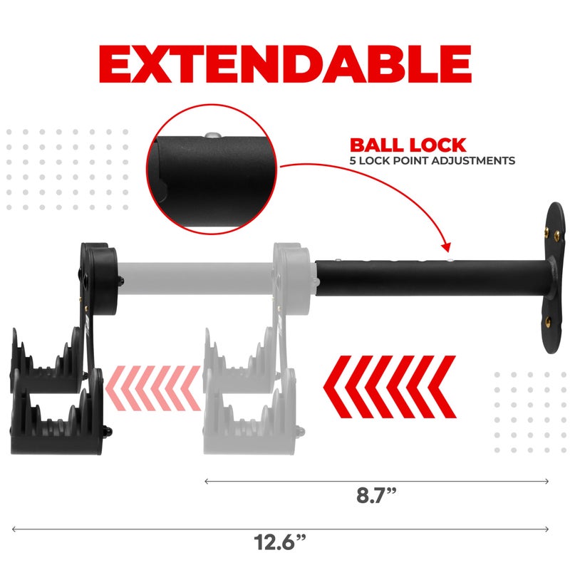 برو بايك تول حامل دراجات احترافي من برو بايك تول، يُثبّت على جدار المرآب - خطافات تخزين أفقية للدراجات مصنوعة من سبائك الفولاذ - علاقة داخلية قابلة للتعديل للدراجات الهوائية، والدراجات الجبلية، والدراجات الهجينة - يتحمل وزنًا يصل إلى 22.5 كجم - أسود، 32 × 22.5 سم - Image 3