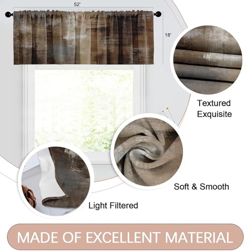 Emvency 4 Pack Valances Window Treatments Abstract Dark Brown Art Painting Blackout Adjustable for Living Room Bathroom Bedroom Kitchen Over Sink 52x18 Inch Rod Pocket Valances - Image 3