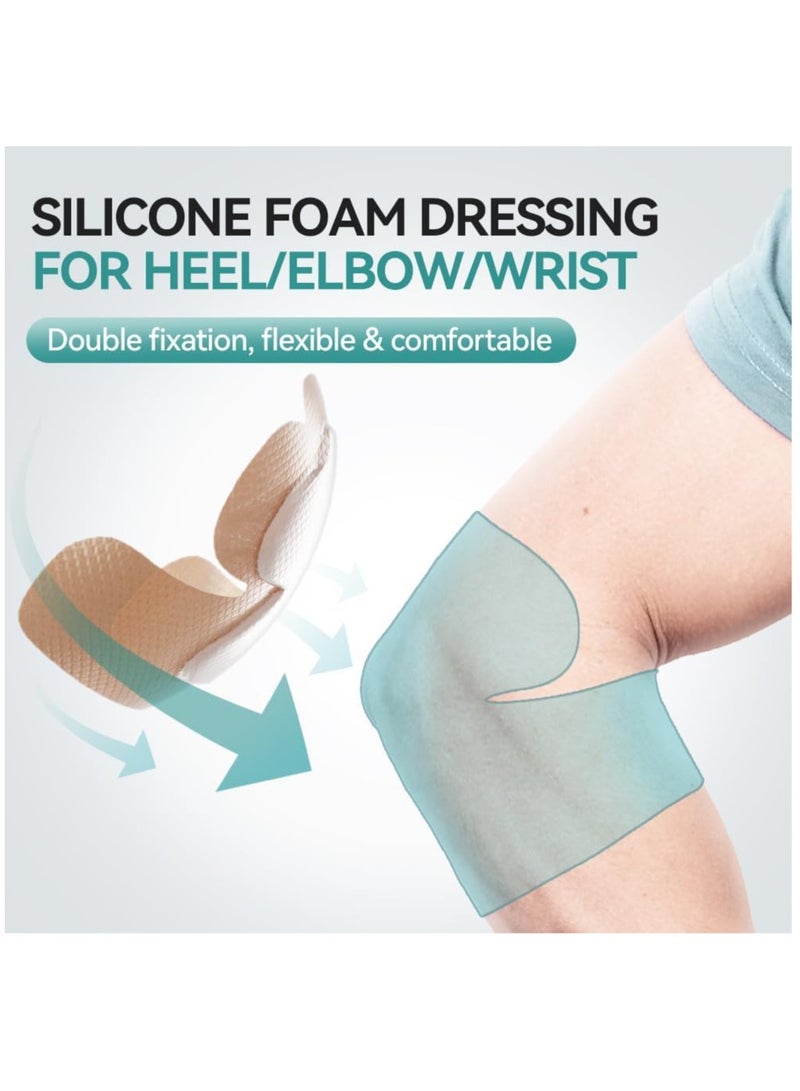 Generic Silver Silicone Foam Bandage - Antibacterial Wound Dressing for Heel, Elbow, Wrist, Ankle Protection; Soft Pads for Bed Sores, Diabetic Foot, and Ulcers, 5x 8 Size. - Image 2