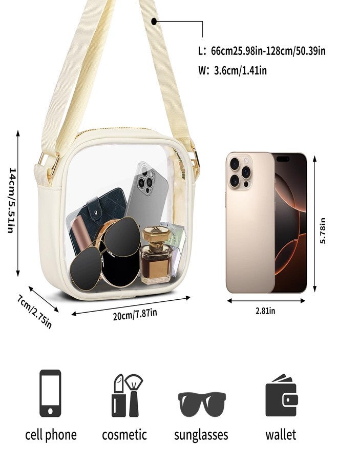 VOROLO Stadium Approved Clear Crossbody Bag,Small See Through Purse Handbag with Adjustable Shoulder Strap for Sports Beige - Image 3