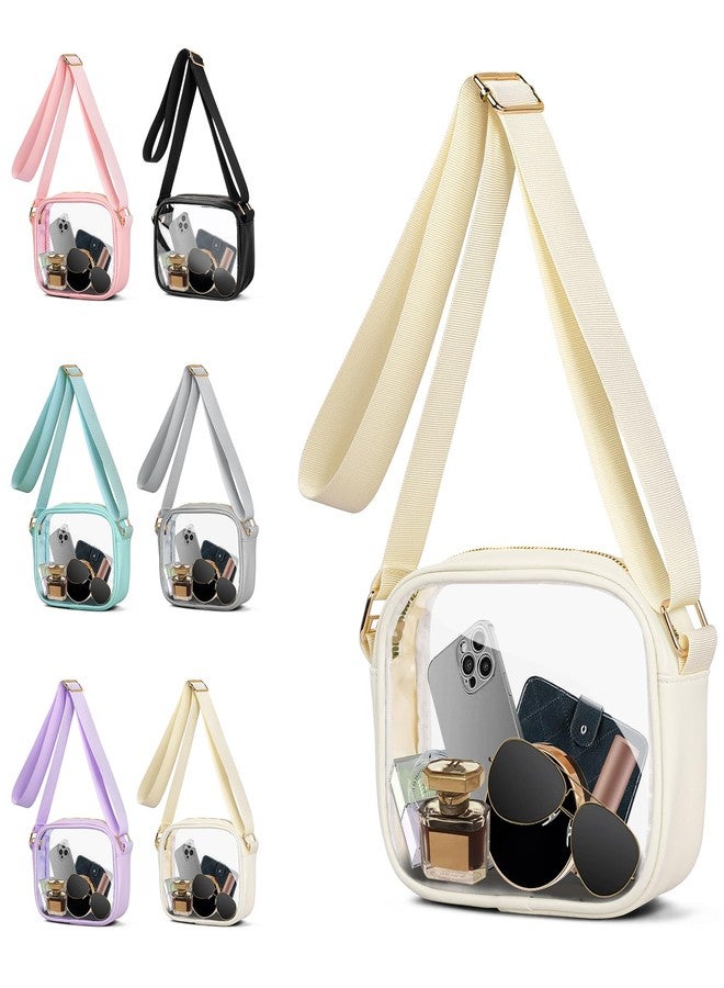 VOROLO Stadium Approved Clear Crossbody Bag,Small See Through Purse Handbag with Adjustable Shoulder Strap for Sports Beige - Image 1