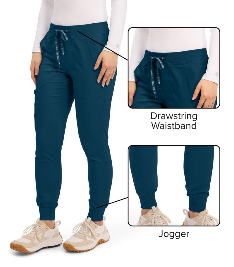 Med Couture Scrub Pants for Women Cargo Jogger Bottoms with 5 Pockets, Lightweight, Ultra Soft, 2-Way Stretch Fabric - MC7710, M, Caribbean - Image 3