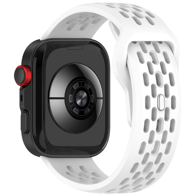 erorex For Huawei Watch Fit4 / Fit4 Pro / Fit3 Mesh Silver Reverse Steel Buckle Silicone Watch Band(White) - Image 2