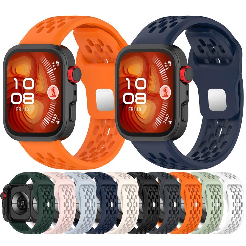 erorex For Huawei Watch Fit4 / Fit4 Pro / Fit3 Mesh Silver Reverse Steel Buckle Silicone Watch Band(White) - Image 5