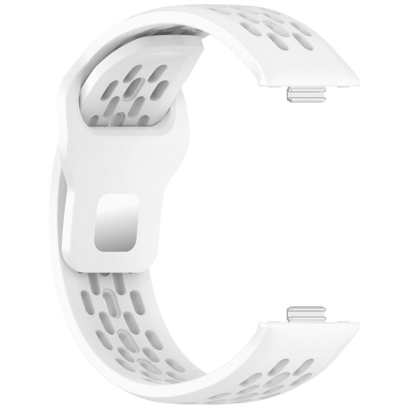 erorex For Huawei Watch Fit4 / Fit4 Pro / Fit3 Mesh Silver Reverse Steel Buckle Silicone Watch Band(White) - Image 4